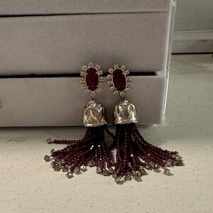 Kendra Scott Misha Burgundy Tassel Earrings